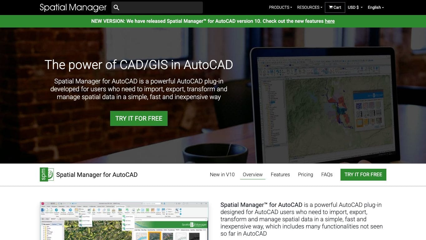 Page officielle Spatial Manager for AutoCAD